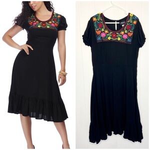 Collectif Raelyn Vintage Folklore Floral Swing Kurzarm Dress Rockabilly Size 2XL